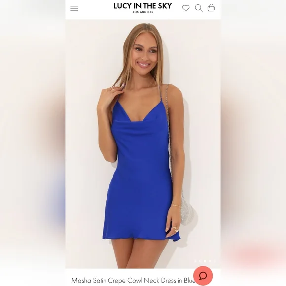 Lucy in the Sky | Dresses | Lucy In The Sky Masha Satin Crepe Cowl Neck  Dress In Blue Brand New Sizes Xss | Poshmark